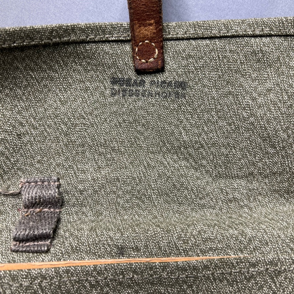 Vintage Swiss Army Canvas Pepper Salt Pack Military Green Bag Leather Detail - Picture 2 of 13